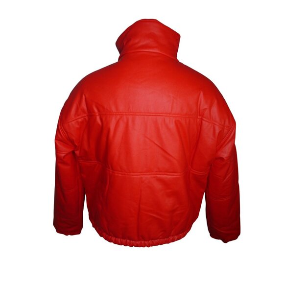 Vila by‎ 26 international Orange Red Faux Leather Jacket 12380 Size L - Picture 3 of 4